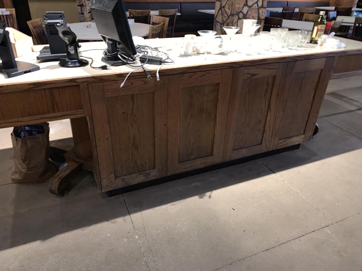 Large 8' X 36" Center Wooden Table with Doors and Drawers