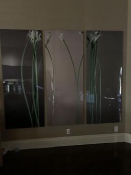 4 Tulips, Oil on Acrylic, Triptych by Bill Beckly