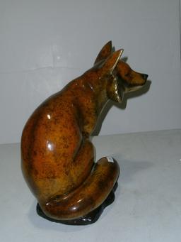 15" Sitting Fox signed Poly Bronze