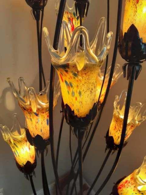 Metal and hand blown glass floor lamp - 11 lights - 63 inches high