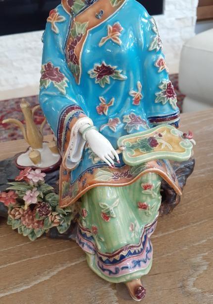 Oriental Woman sitting down -8 inches tall