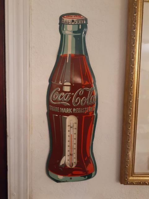 Coke Cola Bottle Thermometer  - metal Sign - Approx 16 inches