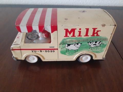 Milk Delivery Truck - Vintage Toy - Driver with moving head - 4 x 7 inches