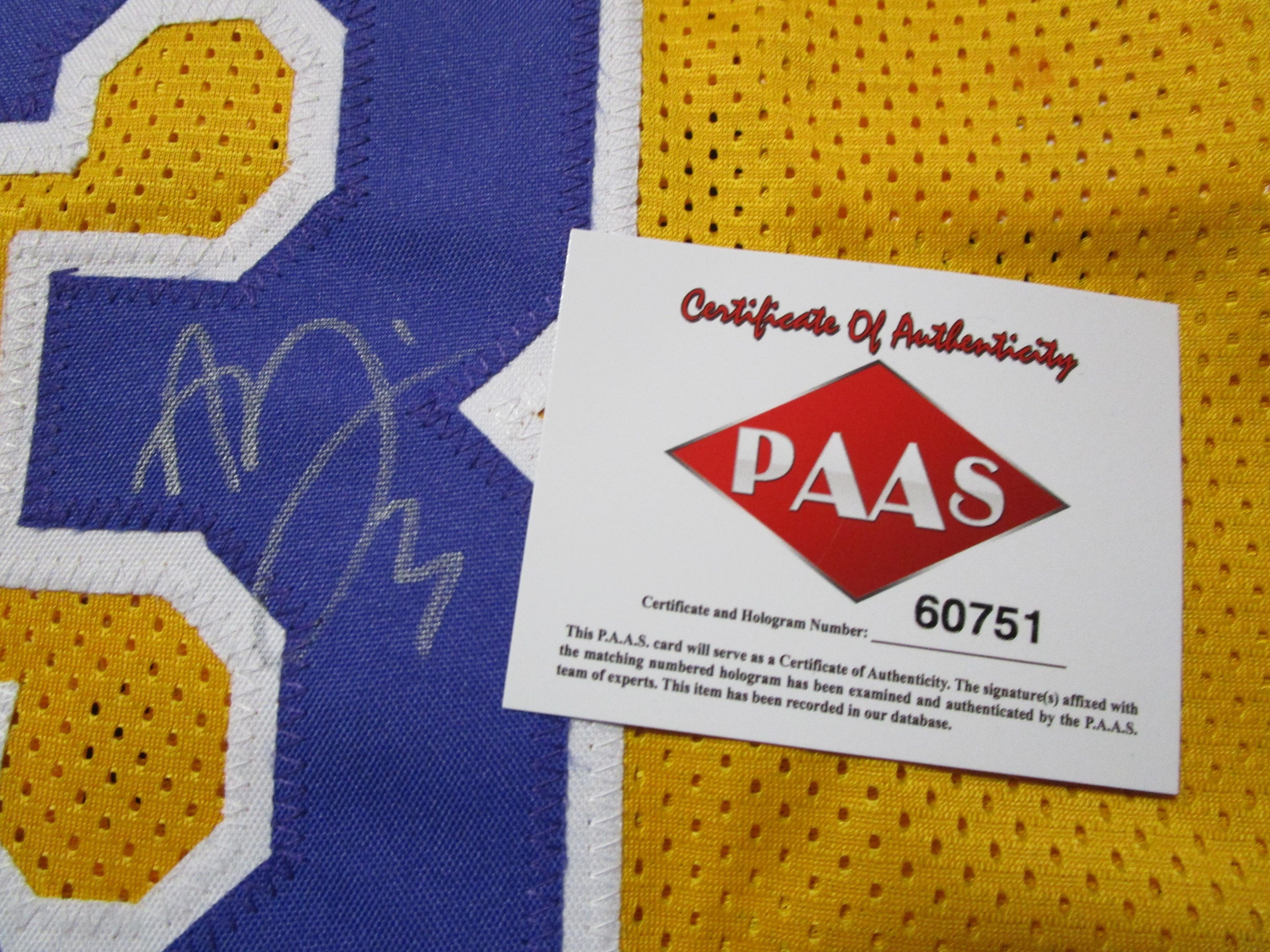 Anthony Davis of the LA Lakers signed autographed basketball jersey PAAS COA 751