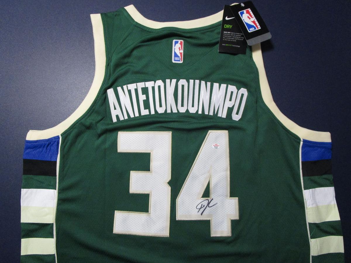Giannis Antetokounmpo of the Milwaukee Bucks signed autographed basketball jersey PAAS COA 524
