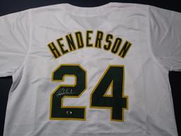 Rickey Henderson of the Oakland A's signed autographed baseball jersey ATL COA 707