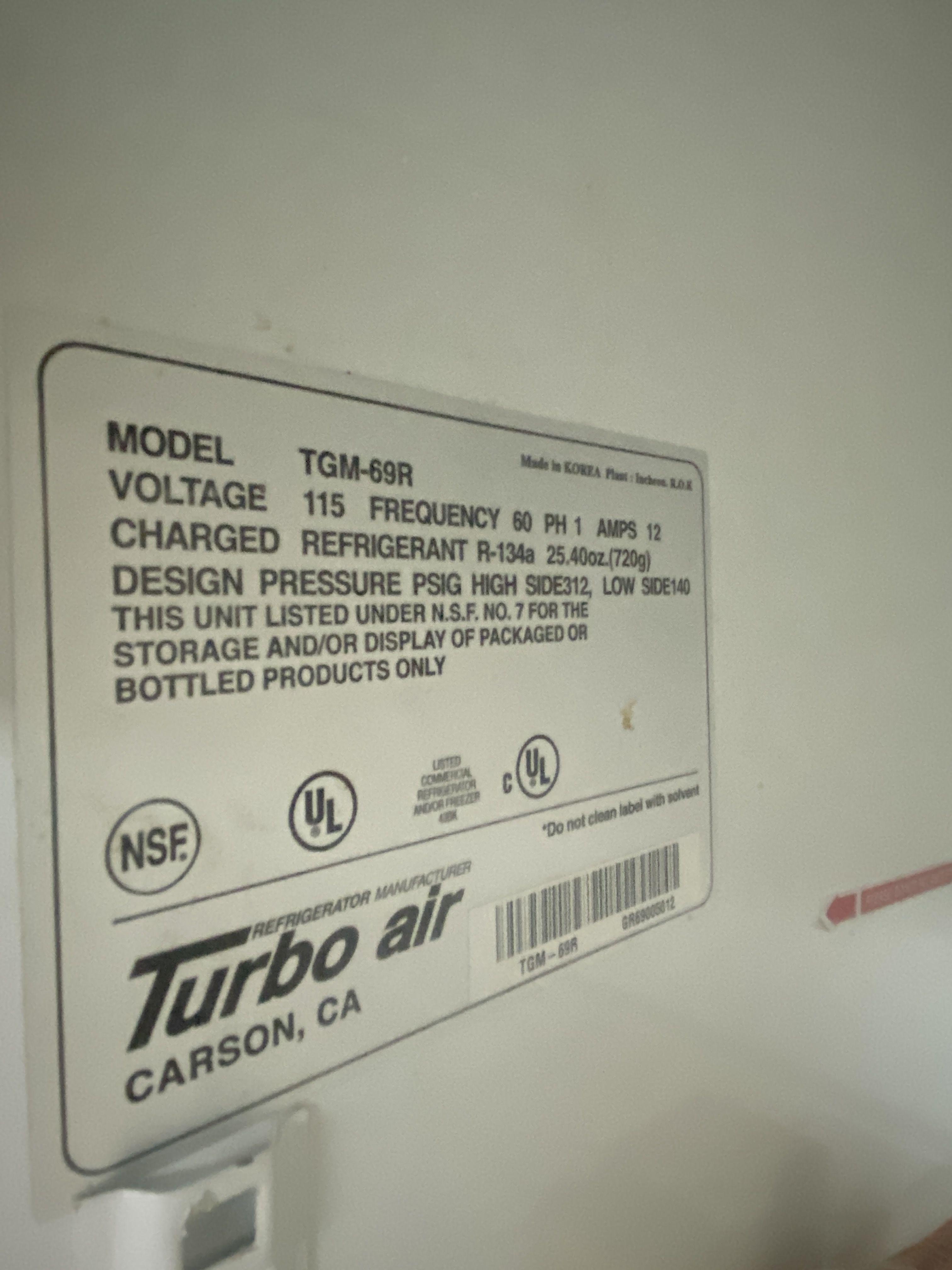 Turbo Air Three Door Glass Merchandising Cooler