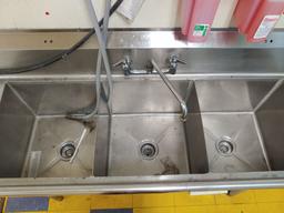 Select Stainless 90" aprox Three Compartment Kitchen Sink