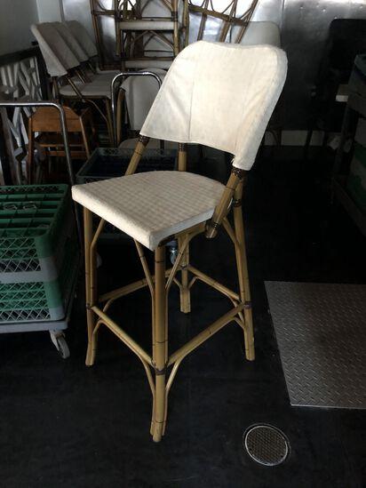 Woven Rattan Indoor Outdoor White Bar Stools