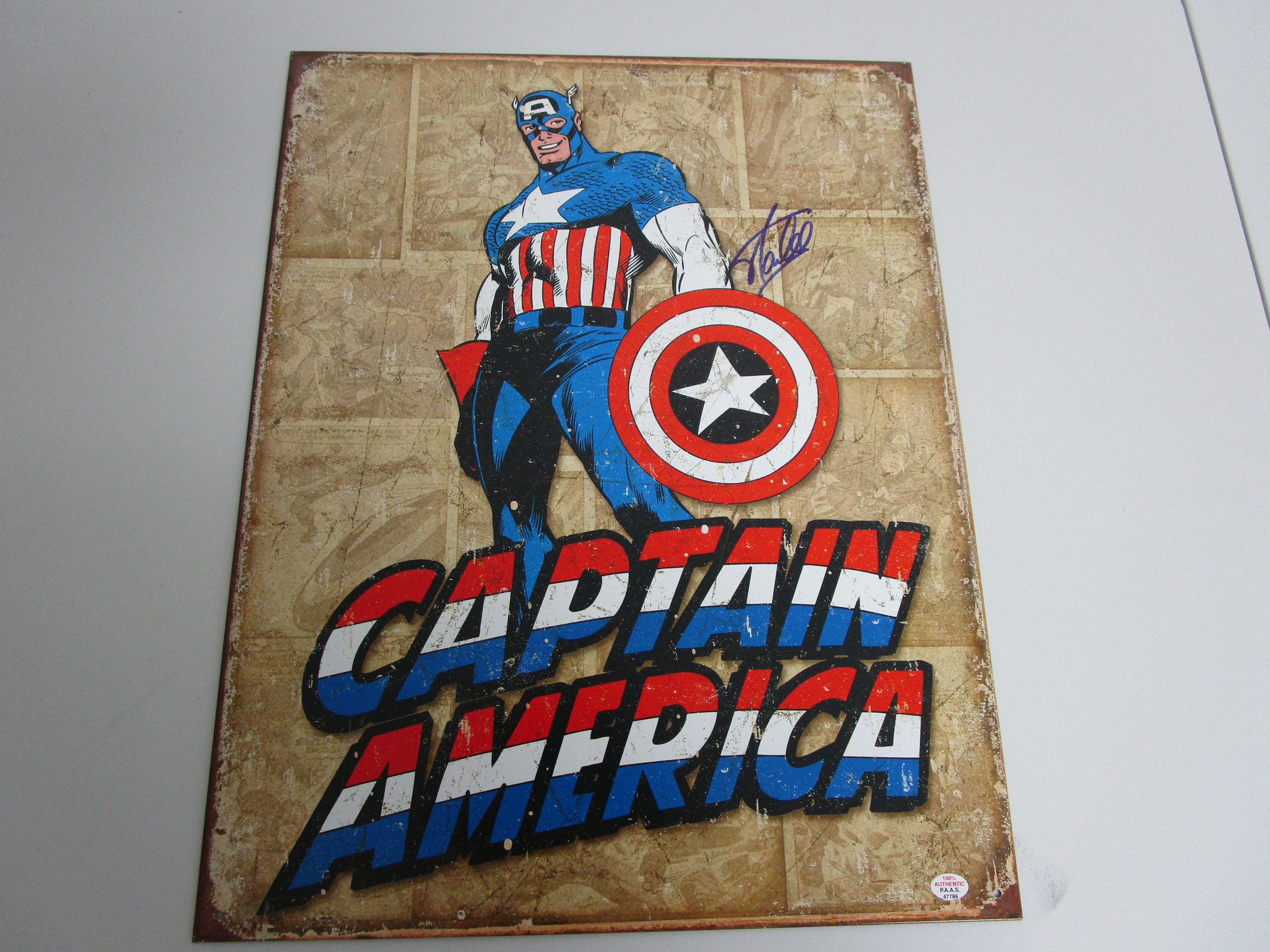 Stan Lee Captain America signed autographed 12.5x16 metal sign PAAS COA 799