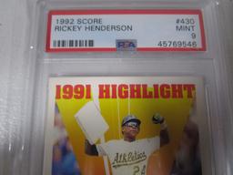 Rickey Henderson Oakland A's 1992 Score 1991 Highlight #430 graded PSA Mint 9