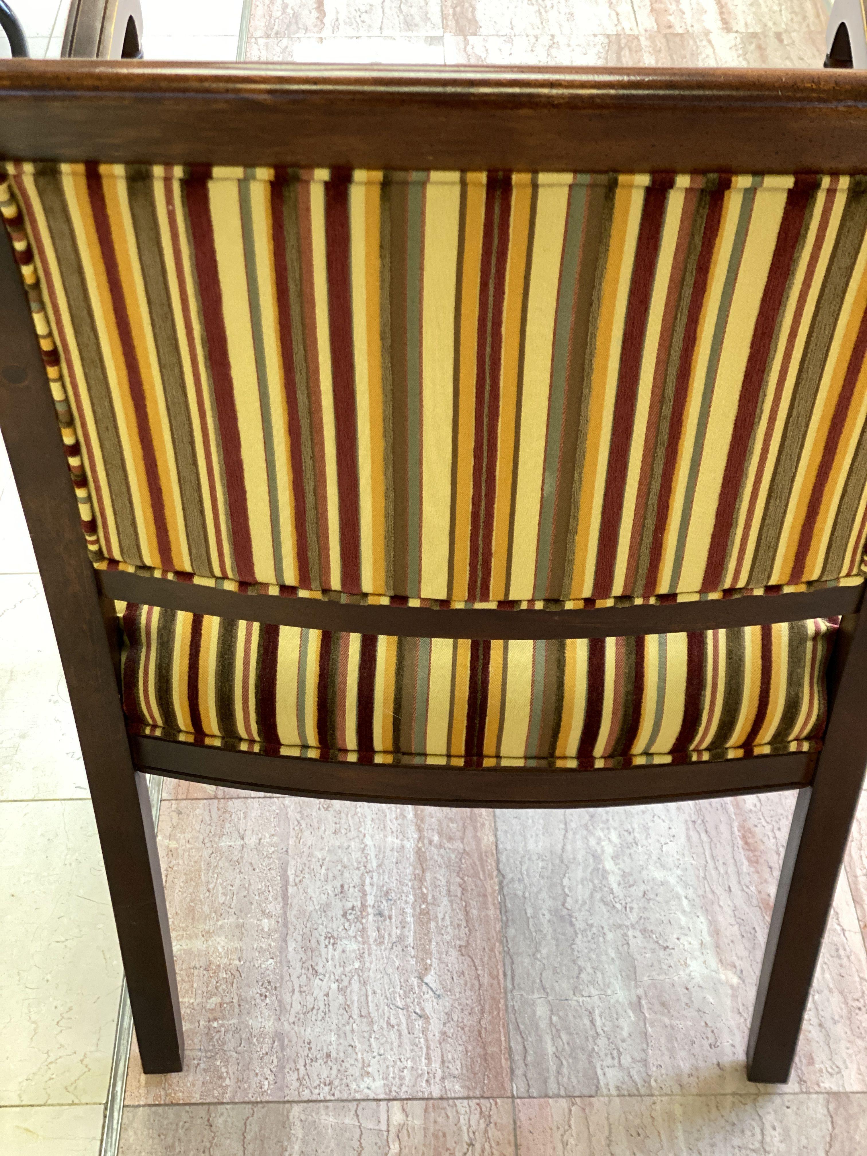 Wood Framed / Uoholstered Cushioned Side Chair with Colored Pin Stripping