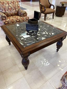 42" x 42" Decorative Metal and Wood Coffee Table