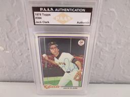 Jack Clark of the San Francisco Giants signed autographed baseball trading card PAAS COA 015