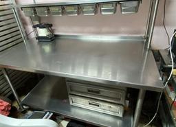 60" x 30" All Stainless Steel Table with 10"W Overshelf and Stainless Legs and Undershelf