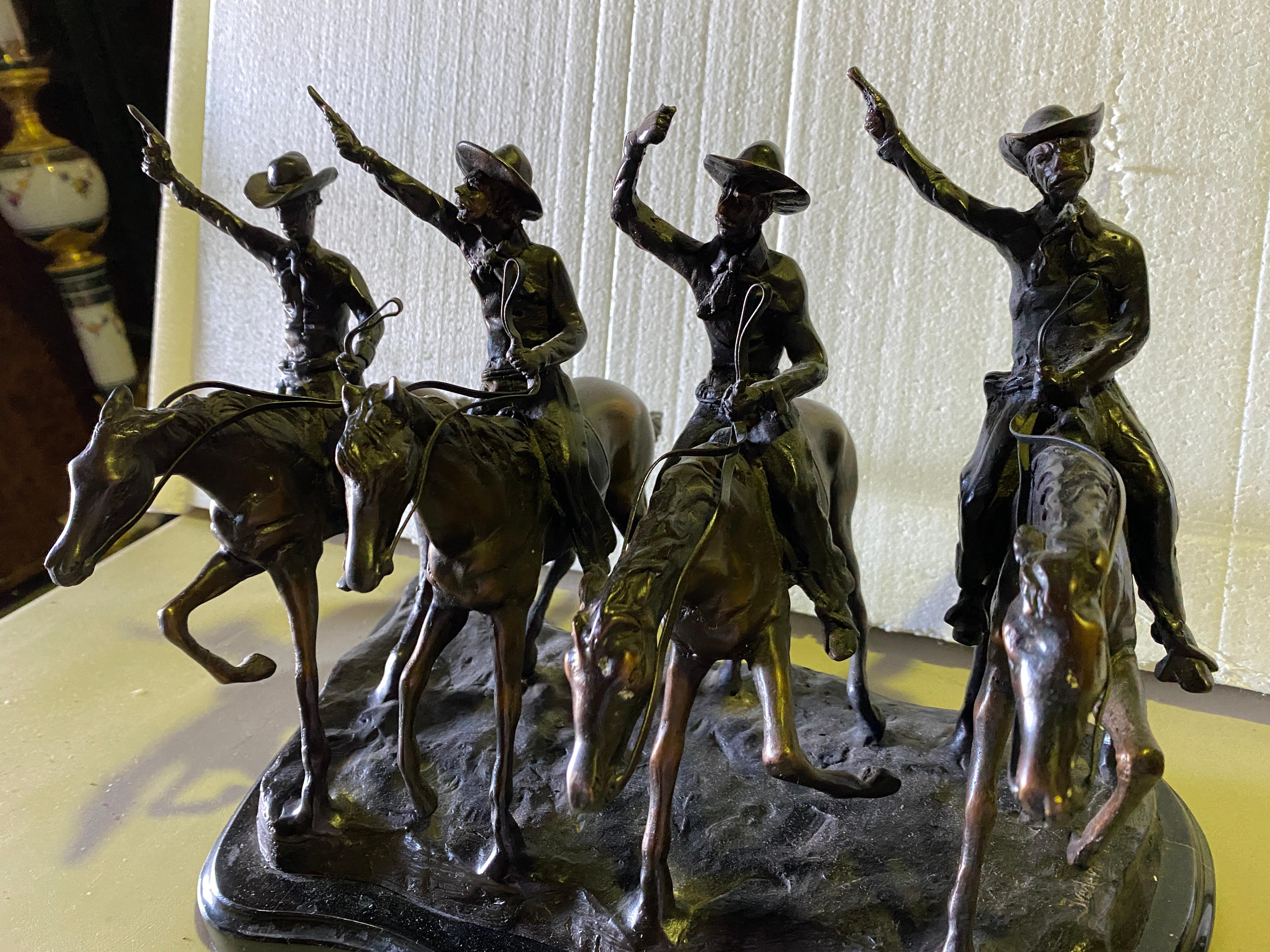 12" Tall x 14" Wide Bronze Sculpture Titled "Coming Thru The Rye" By: Frederic Remington