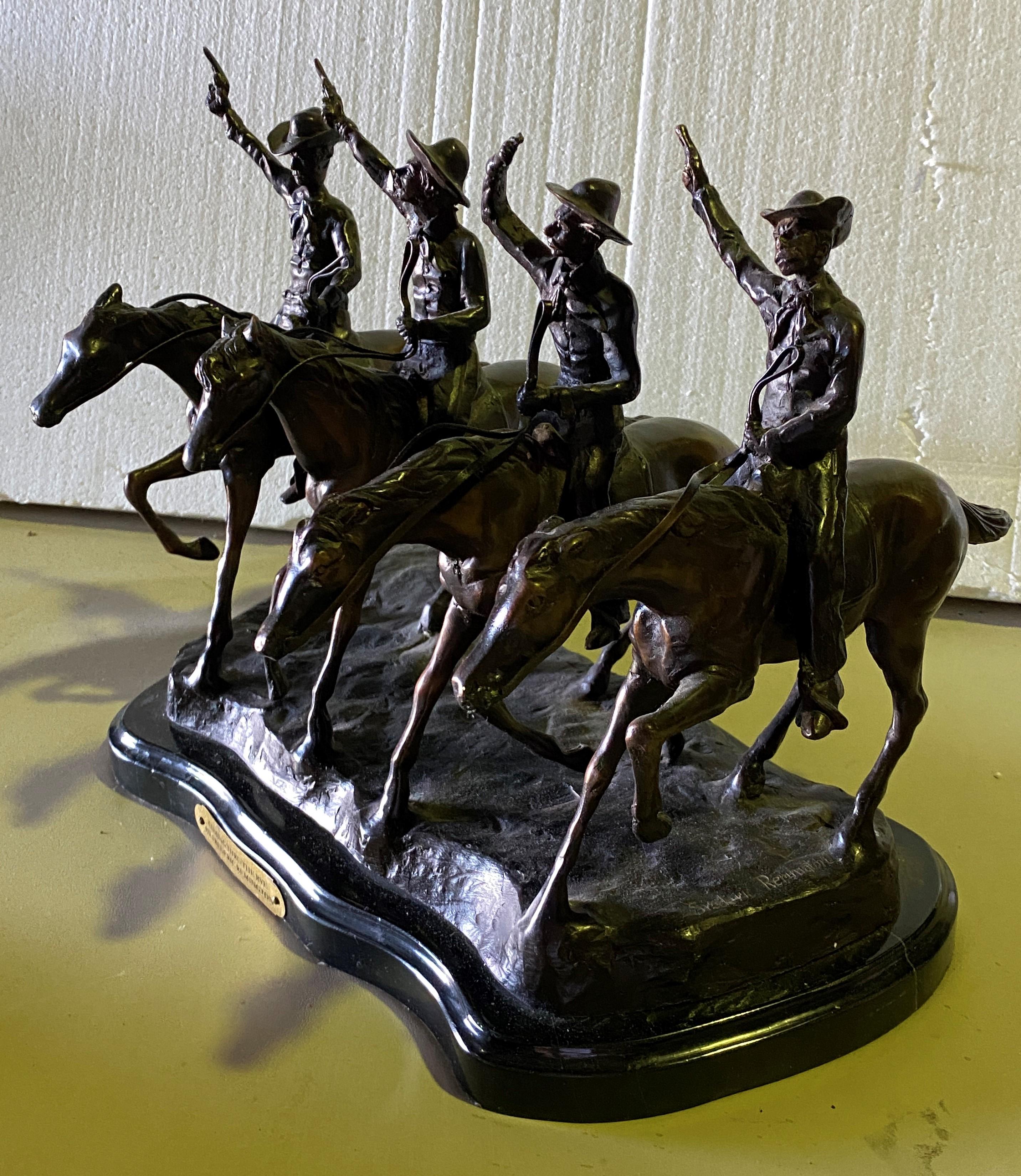 12" Tall x 14" Wide Bronze Sculpture Titled "Coming Thru The Rye" By: Frederic Remington