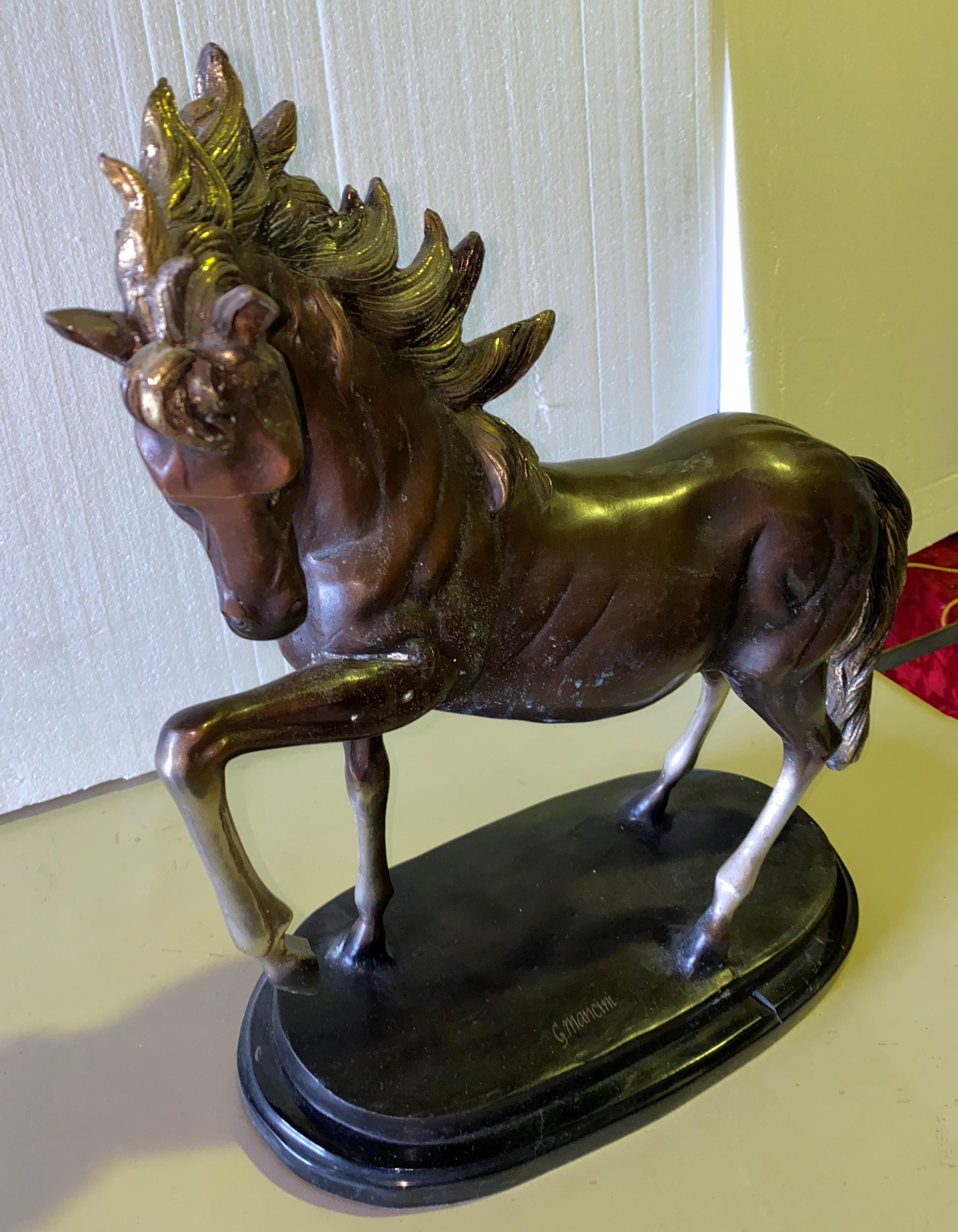 20" H x 19"L "Dancing Horse" Bronze Sculpture