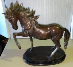 20" H x 19"L "Dancing Horse" Bronze Sculpture