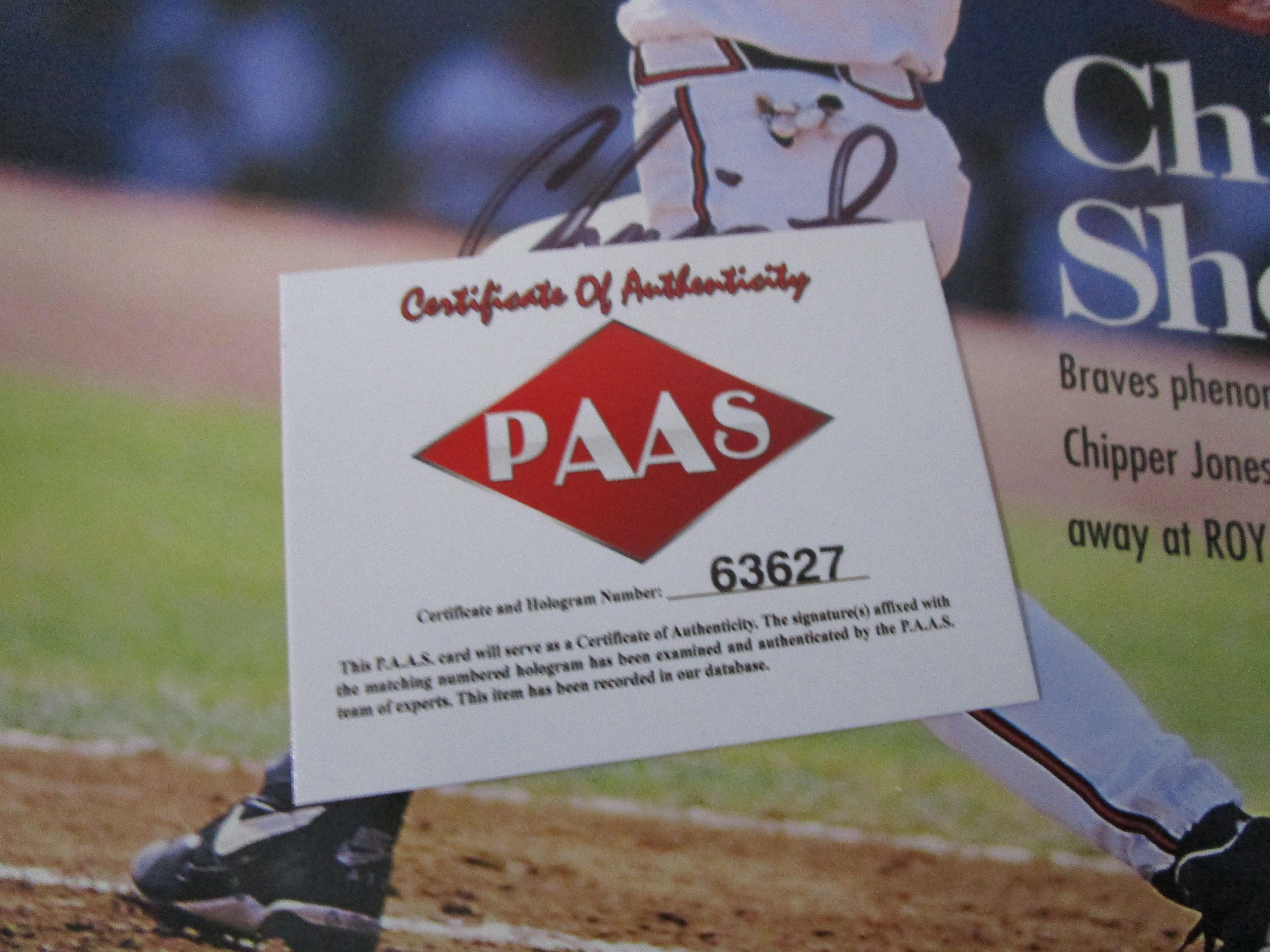 Chipper Jones of the Atlanta Braves signed autographed magazine PAAS COA 627