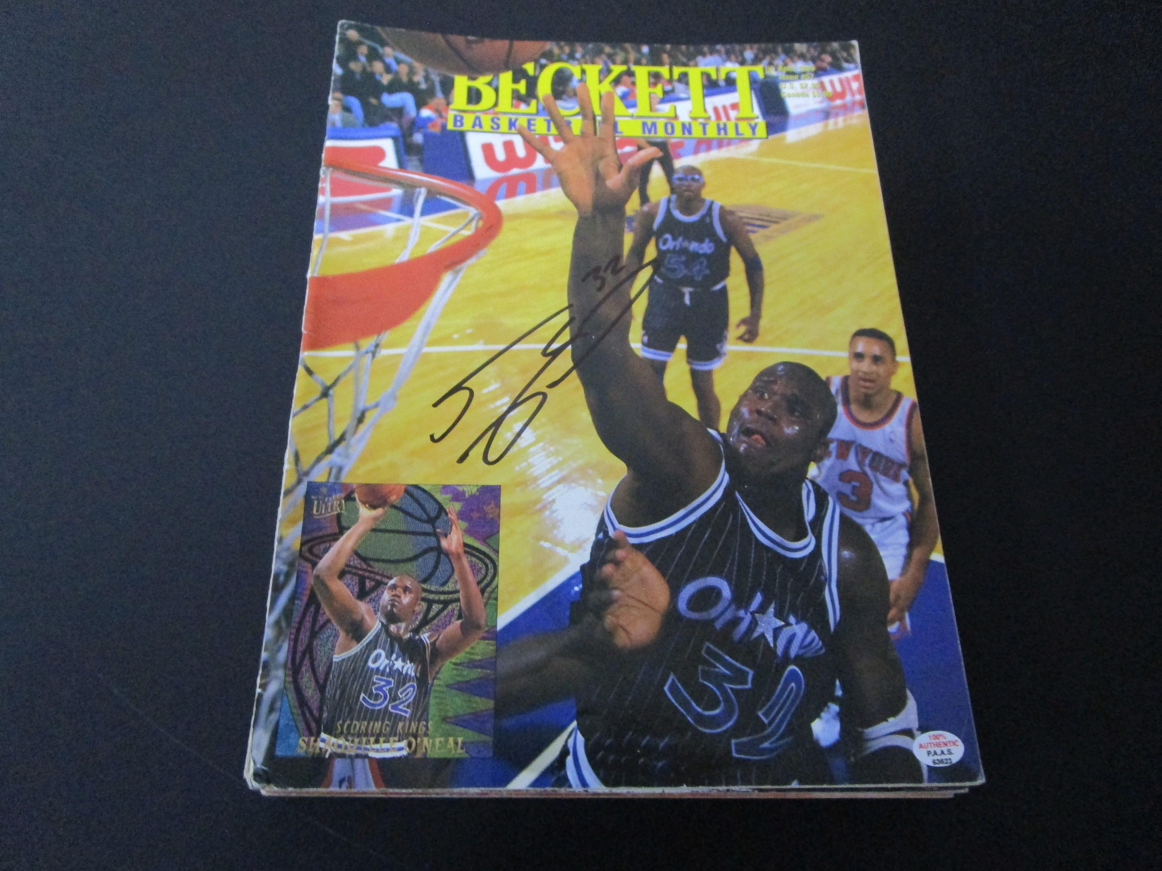 Shaquille O'Neal of the Orlando Magic signed autographed magazine PAAS COA 623