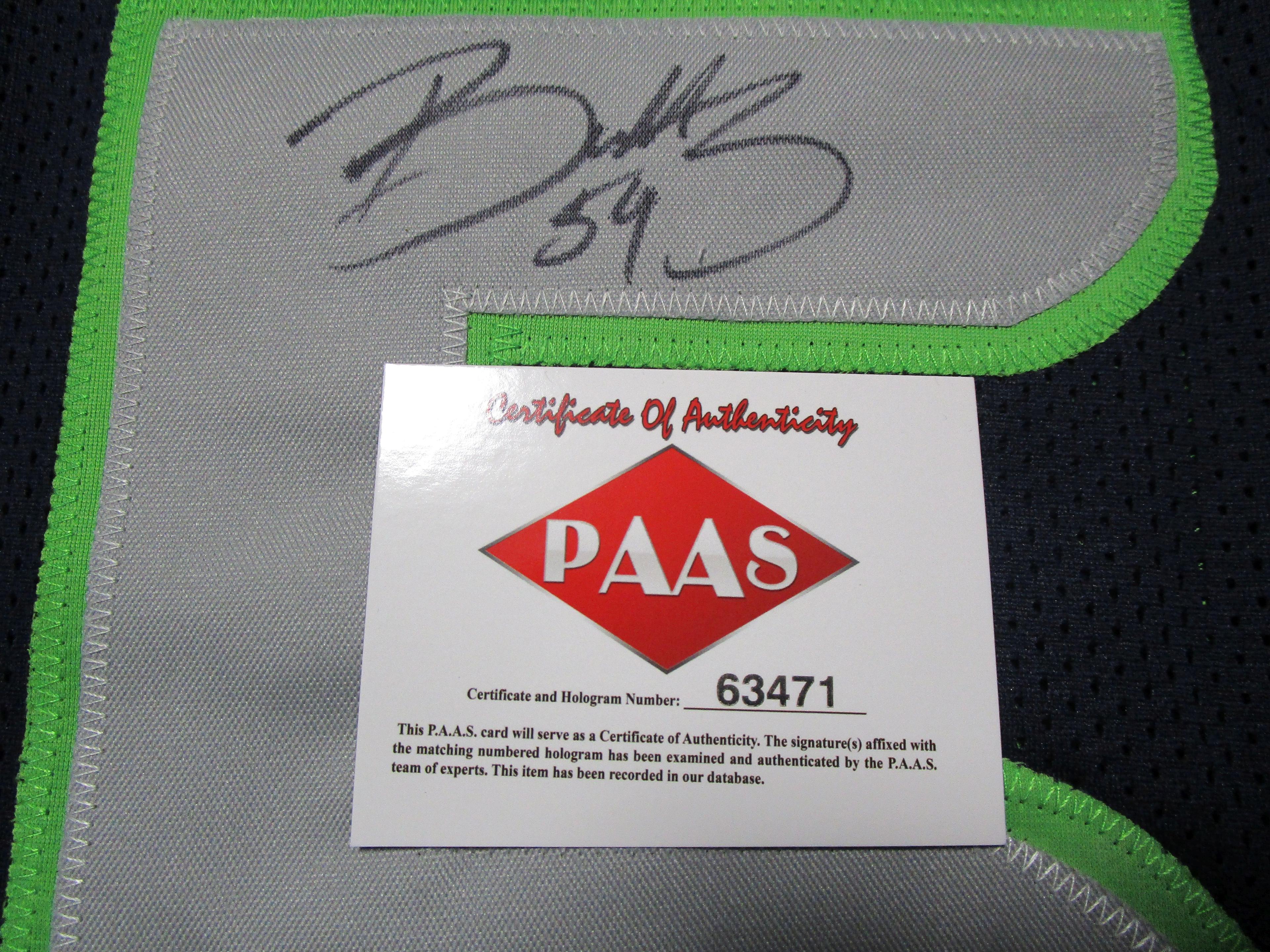 Bobby Wagner of the Seattle Seahawks signed autographed football jersey PAAS COA 471