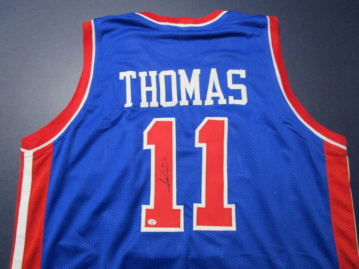 Isiah Thomas of the Detroit Pistons signed autographed basketball jersey PAAS COA 526