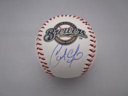 Christian Yelich of the Milwaukee Brewers signed autographed logo baseball PAAS COA 273