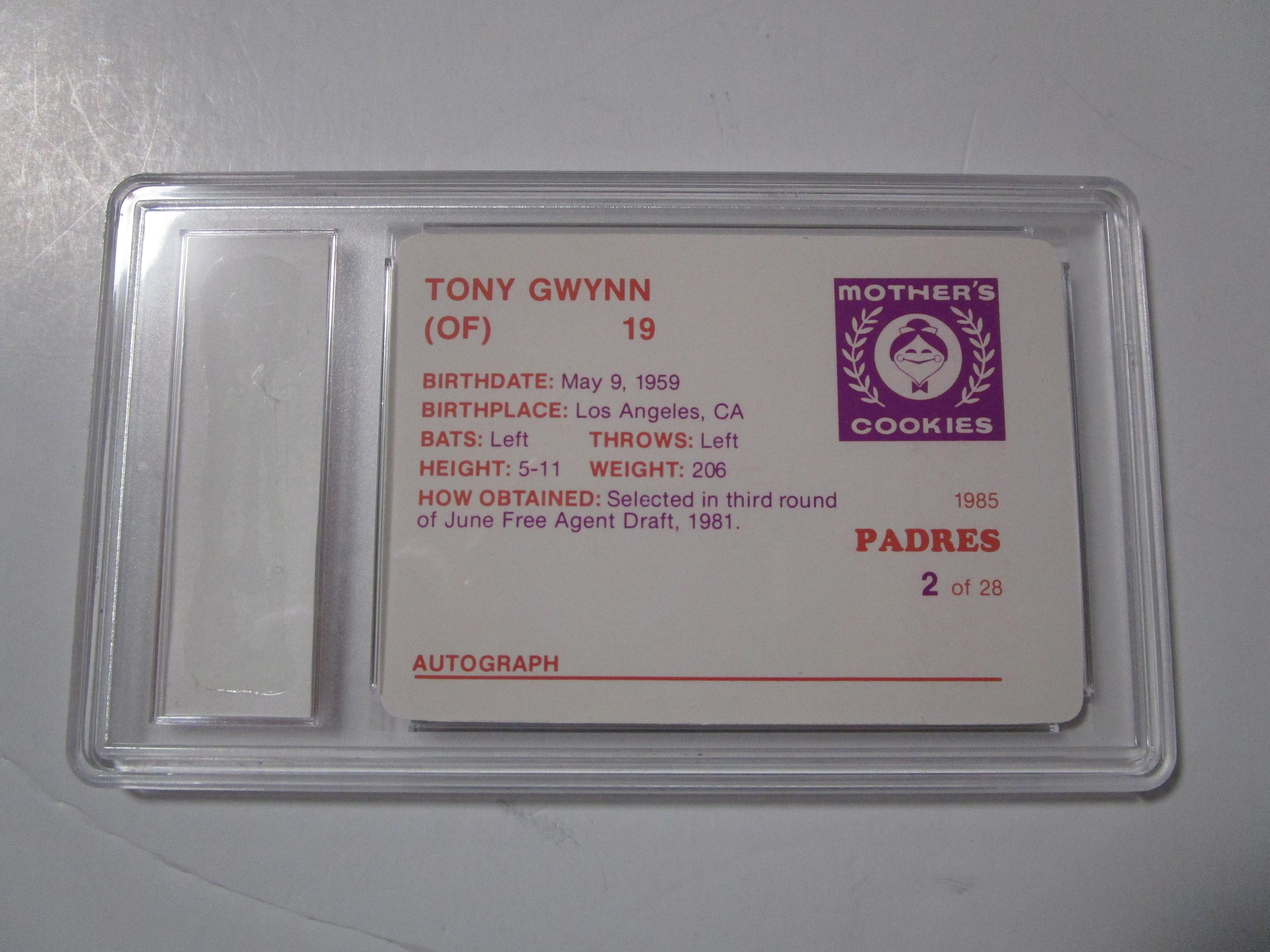 Tony Gwynn San Diego Padres 1985 Mothers Cookies #2 EMC graded Gem Mint 10