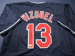 Omar Vizquel of the Cleveland Indians signed autographed baseball jersey GA COA 644