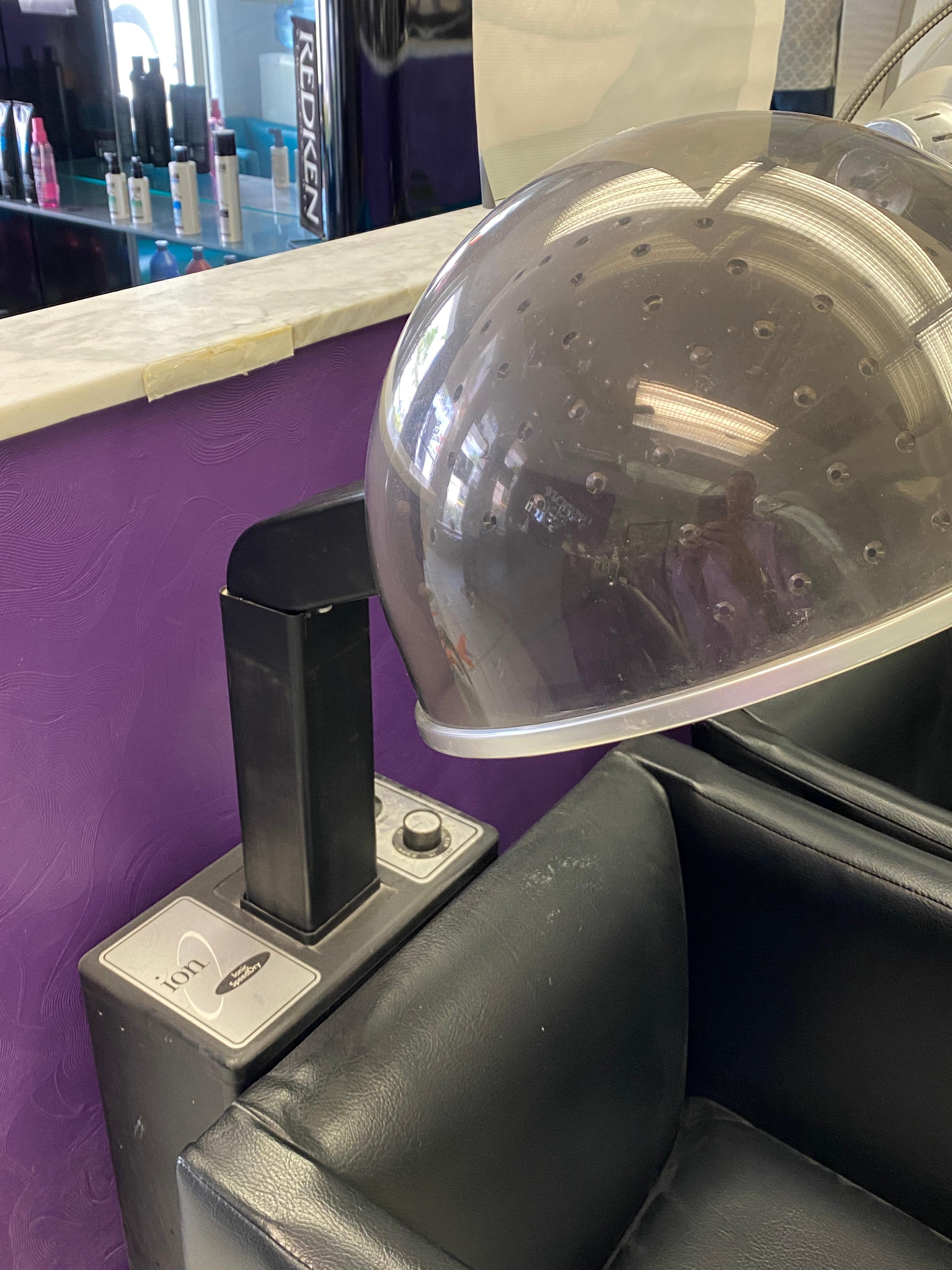 Three Leather Chair Hair Drying Station with Two ION Hair Dryers and (1) Infra Red Color Proccessing