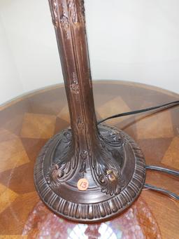 Tiffany Style Table Lamp, Brass Base