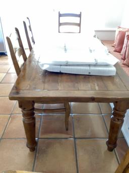 6 ft Wood Table with (4) Chairs and (2) Leaves to expand the Table