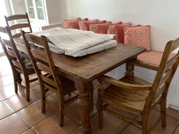 6 ft Wood Table with (4) Chairs and (2) Leaves to expand the Table