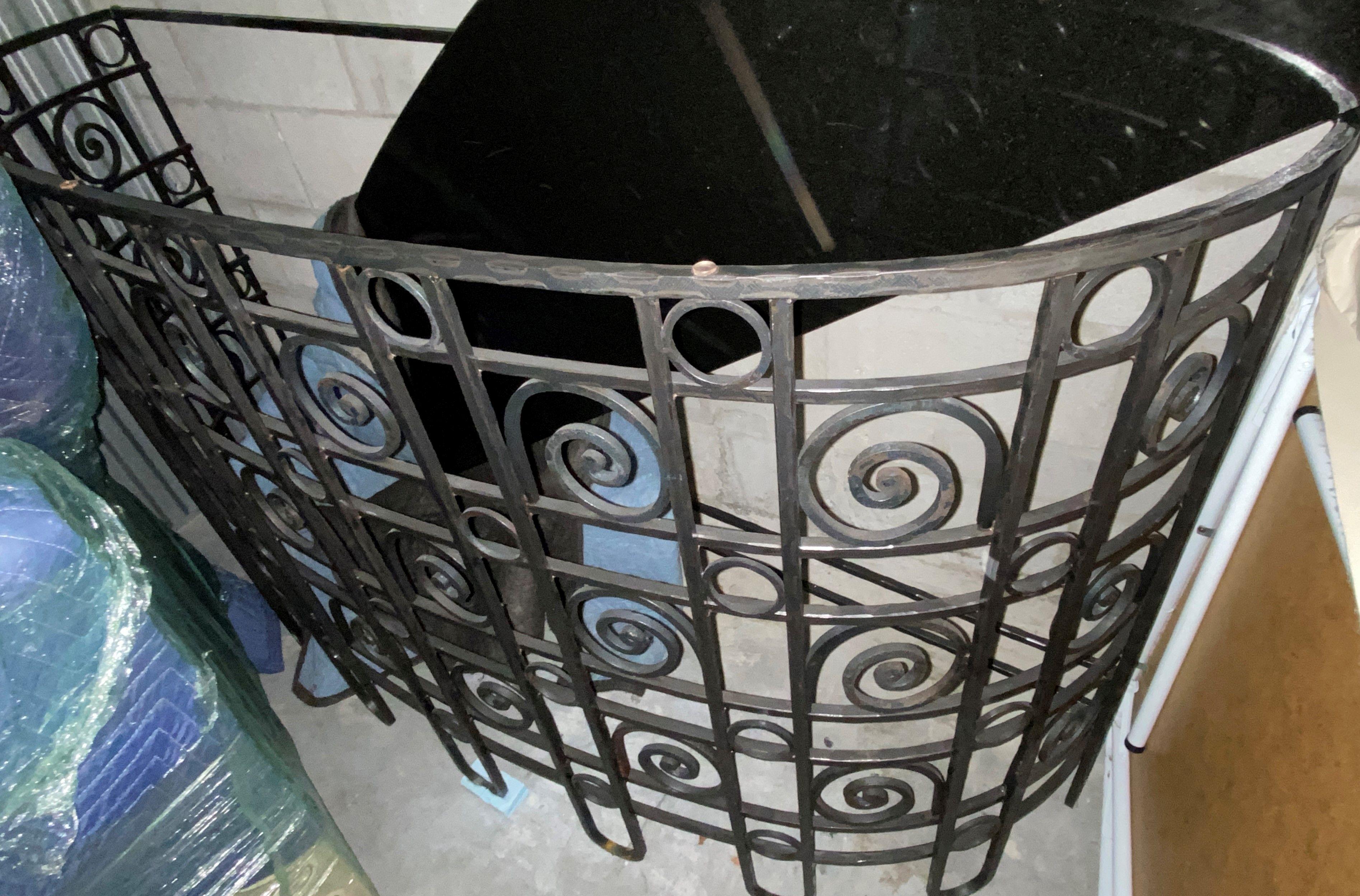 Large Wrought Iron Console Table with Black Granite Top. The Table is Heavy and was taken apart for