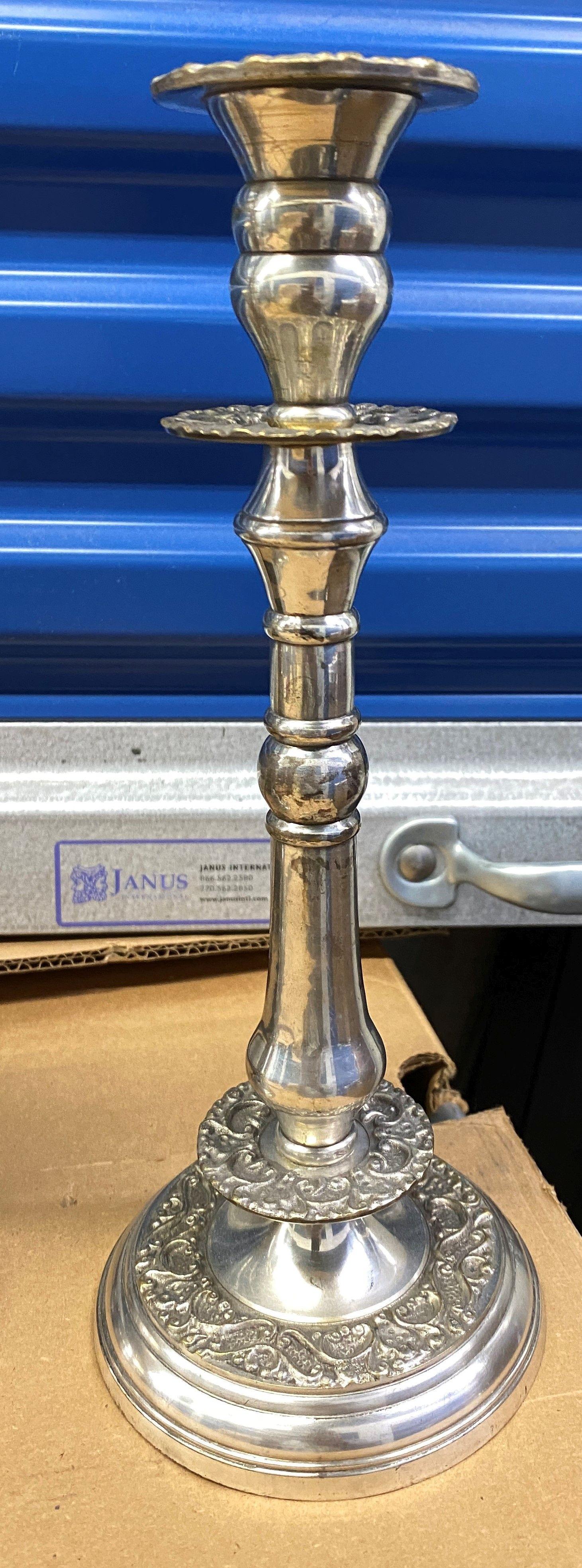 Pair of 11" Decorative Silver Plated Candle Sticks