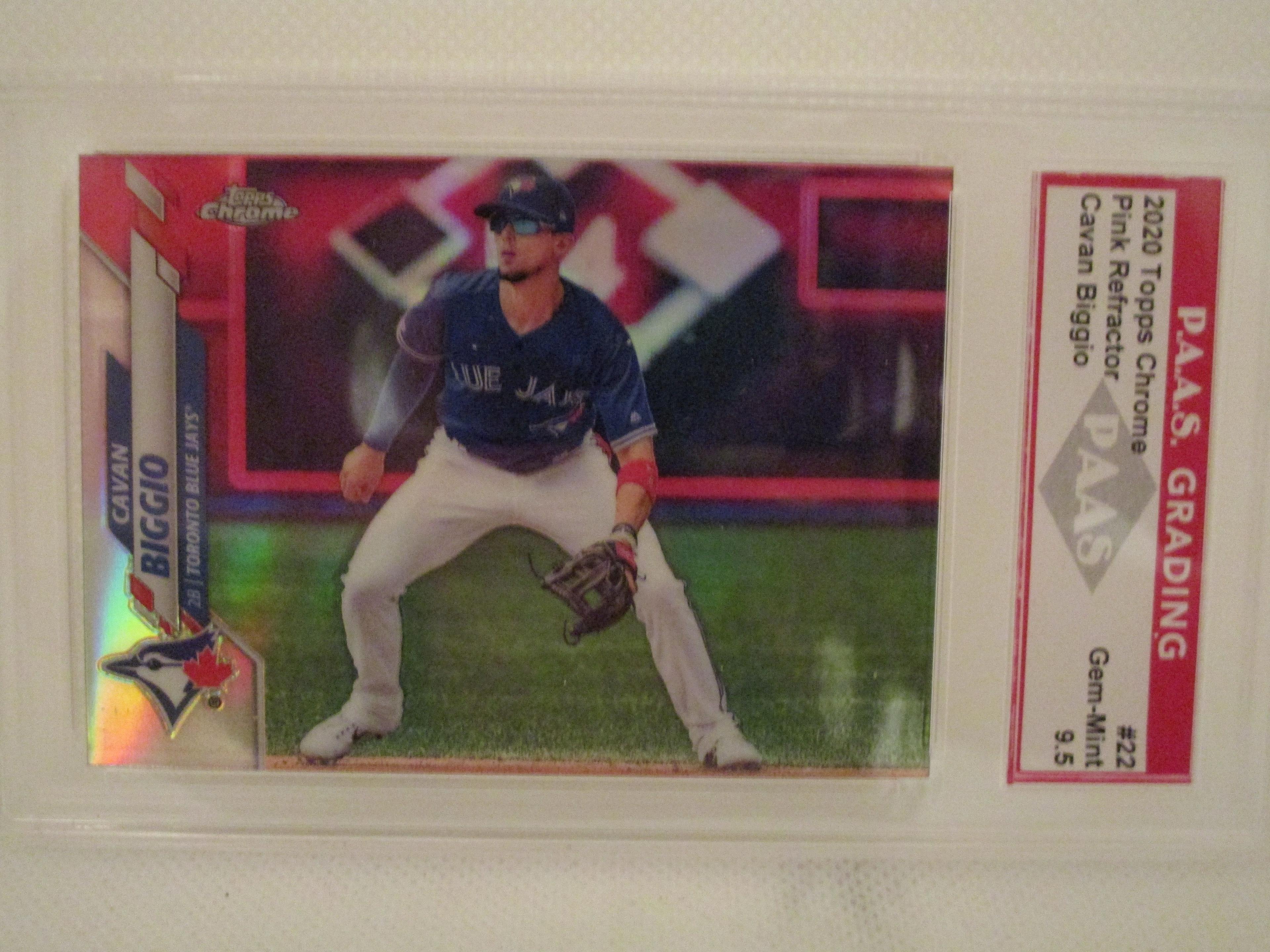 Cavan Biggio Toronto Blue Jays 2020 Topps Chrome Pink Refractor #22 PAAS graded Gem Mint 9.5