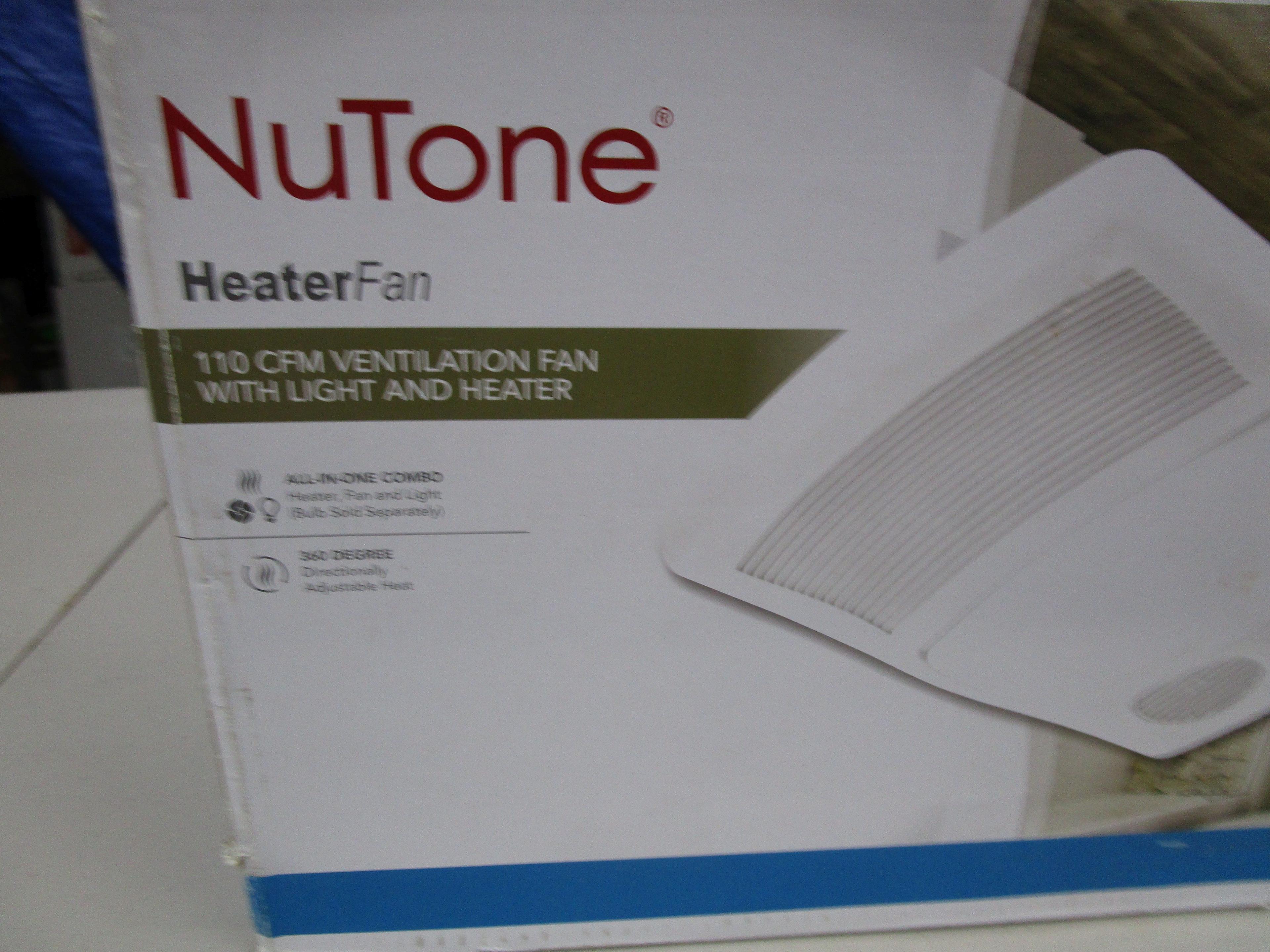 NuTone Heater Fan 110 CFM Ventilation Fan with Light and Heater (NEW) 110