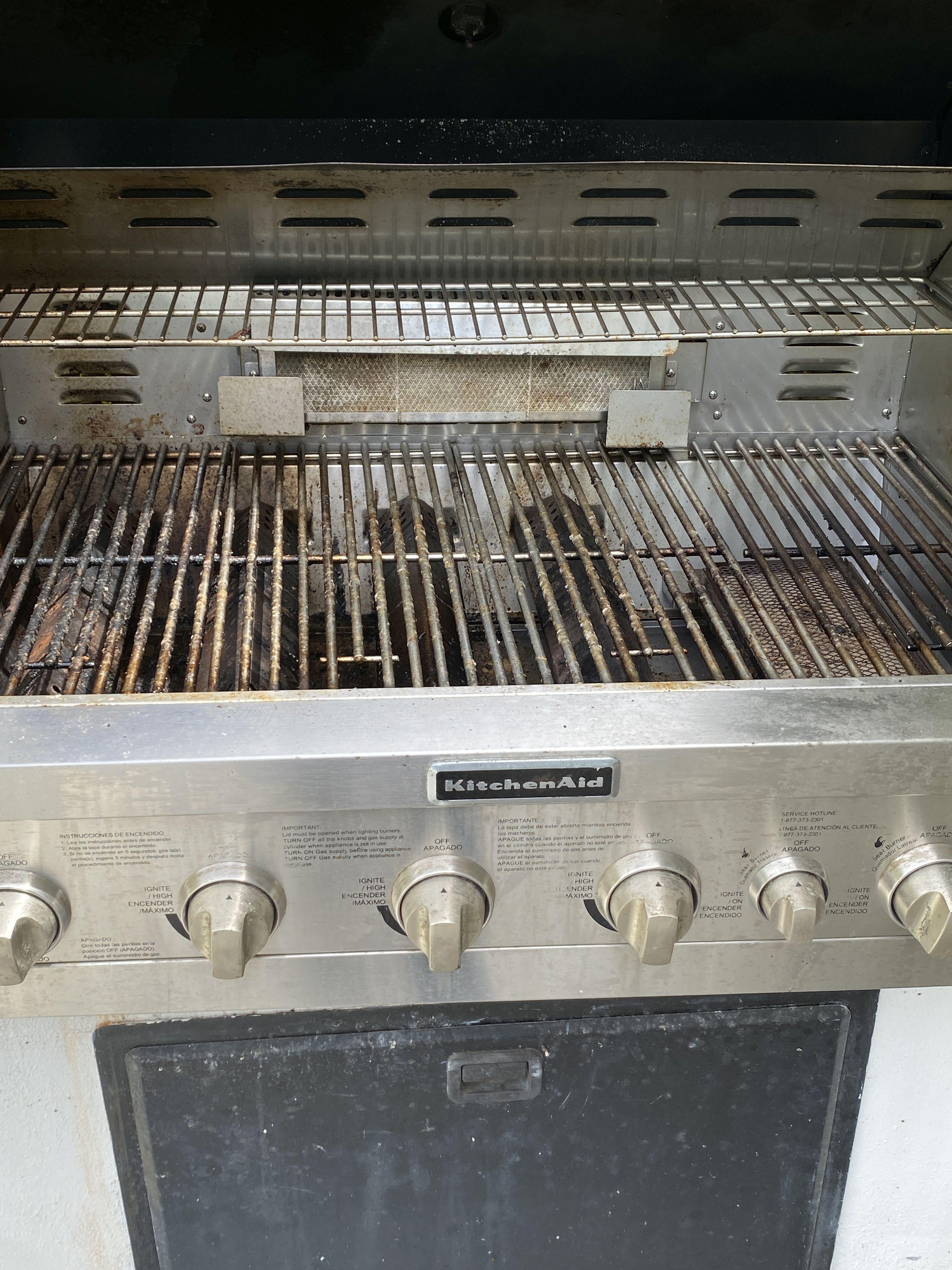 Kitchenaid 36" Drop In Propane BBQ. All Stainless Steel With A 7' x 48" Granite Counter System And A