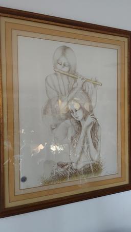 Pencil Signed/Limited Edition Framed Drawing. 31"W x 37"H