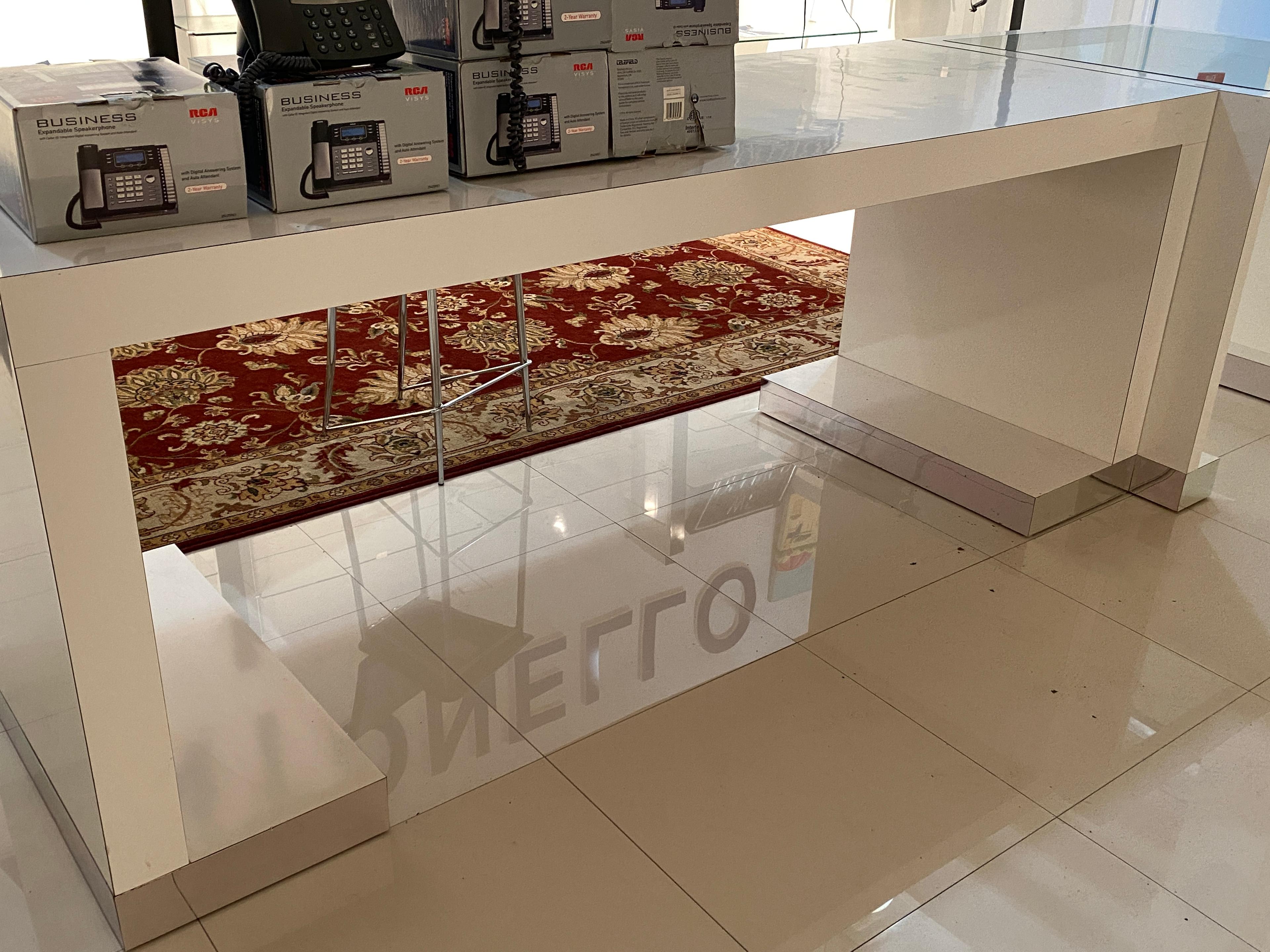 8' White Product Display Table. Very Modern