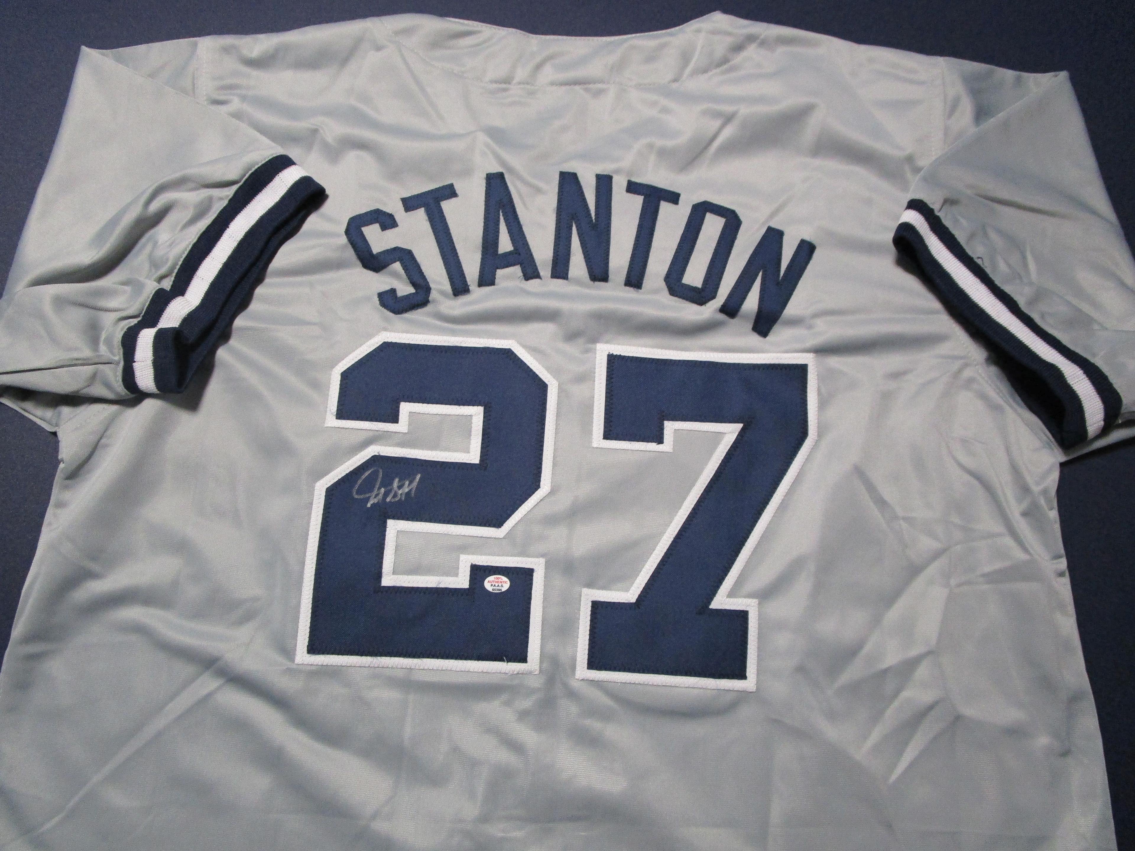Giancarlo Stanton of the NY Yankees signed autographed baseball jersey PAAS COA 396