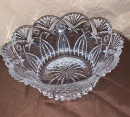 Waterford Style Czech Crystal Fruit Bowl 5"H x 10"R