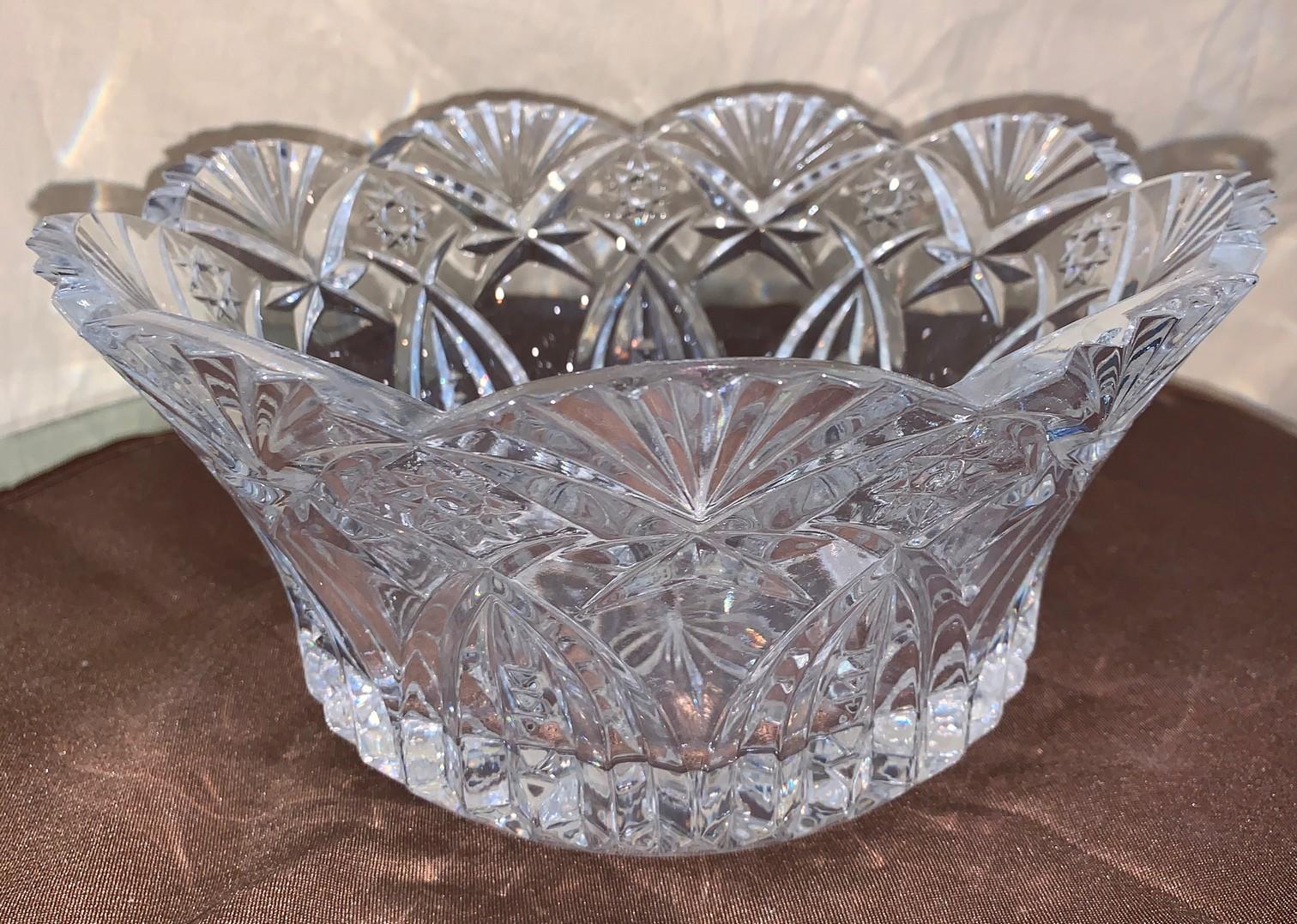 Waterford Style Czech Crystal Fruit Bowl 5"H x 10"R