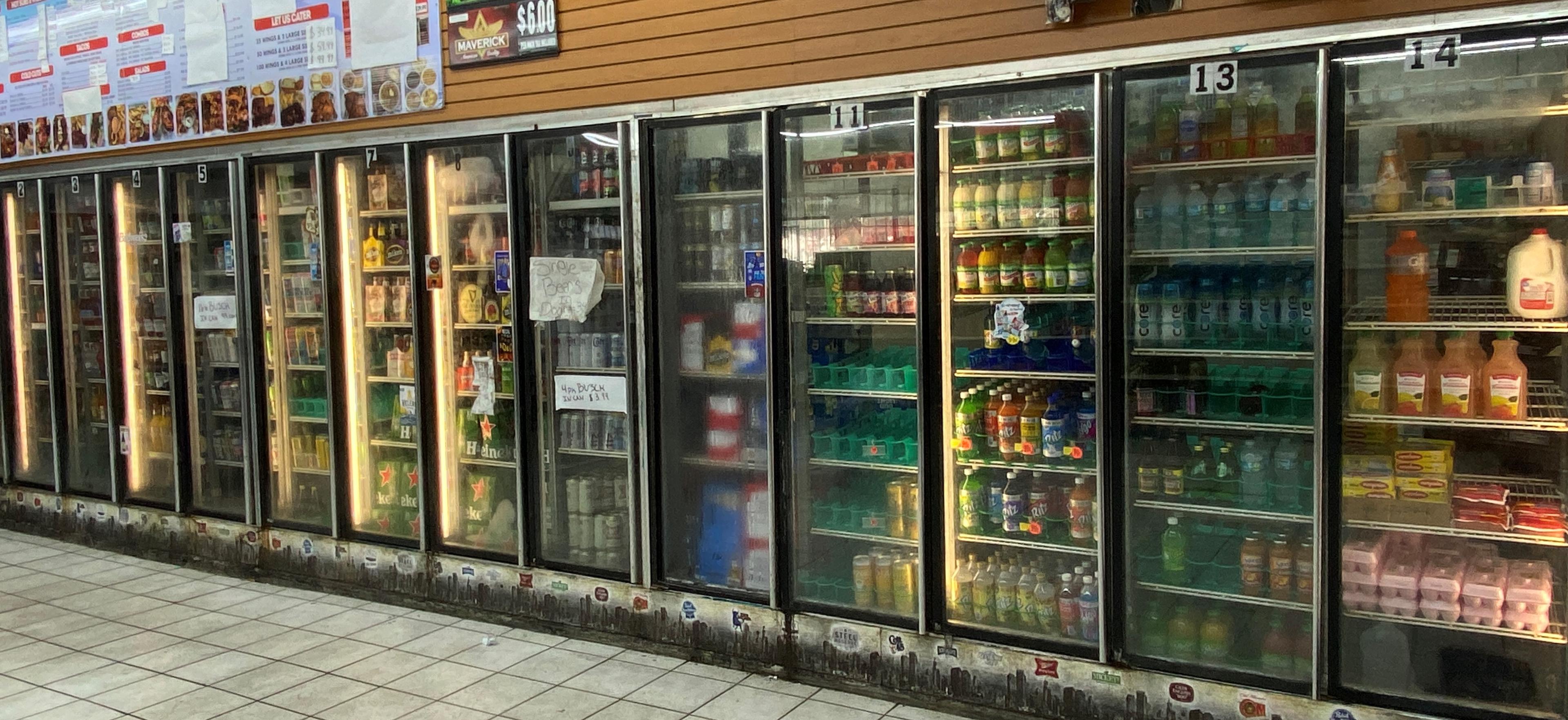 30' x 10' Fourteen Glass Door Merchandising Walk-In Cooler With (24) Blower Bone Evaporators And (14