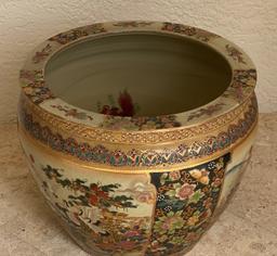 21" Hand-Painted Raised Relief Oriental Fish Bowls