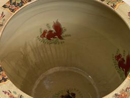 21" Hand-Painted Raised Relief Oriental Fish Bowls