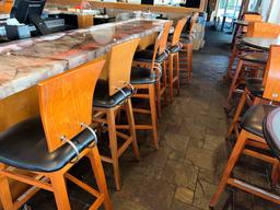 Recently Upholstered In 65 Grade Leather Cushioned Bar Stools