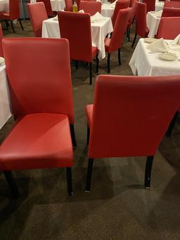 Red Leather High Back Parsons Style Dining Room Chairs. These Chairs although Elegant Dining Chairs