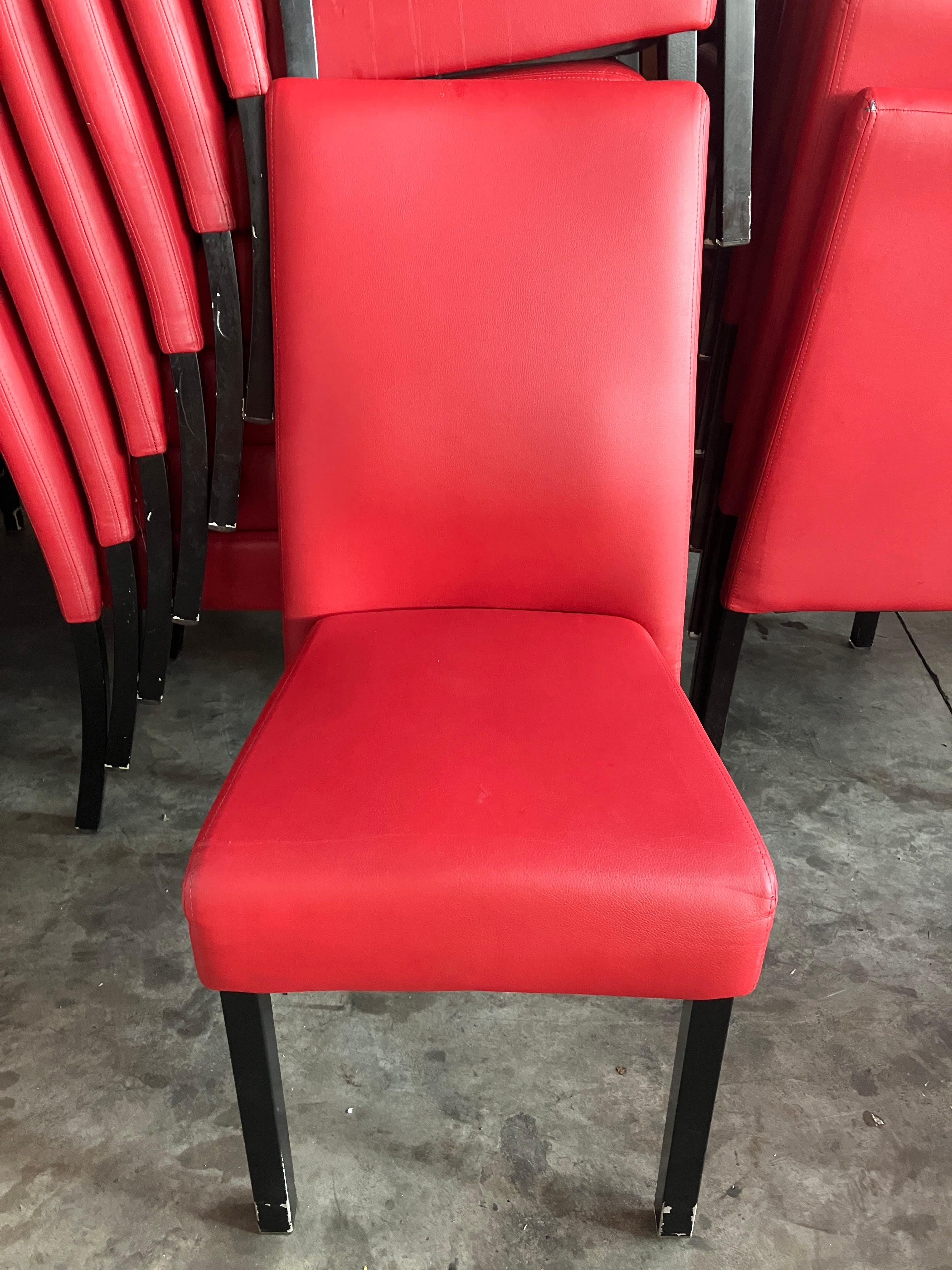 Red Leather High Back Parsons Style Dining Room Chairs. These Chairs although Elegant Dining Chairs